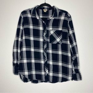 Woolrich Womens Black and White Flannel Shirt Button up XL